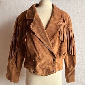 1980s Suede Fringed Western Style Cropped Jacket